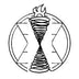 Black and white logo for 'Refractory Oxide Solutions' featuring a stylized spiral flame hourglass inside a circle unbroken.